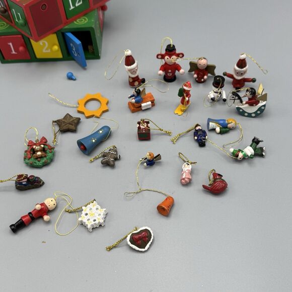 Kurt Adler Wood Gift Tower Tree Advent Calendar Star 13" Tall 25 Mini Orn READ - Picture 7 of 15